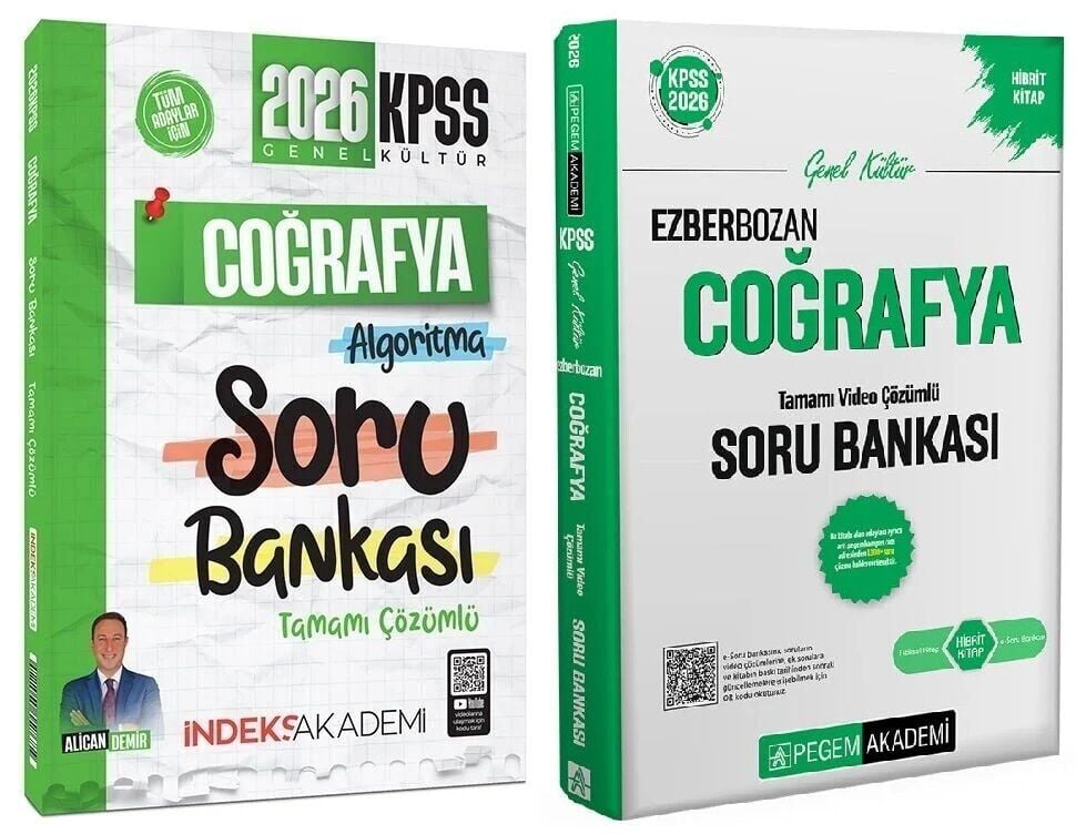 Pegem + İndeks 2026 KPSS Coğrafya Ezberbozan Soru Bankası 2 li Set Pegem + İndeks Akademi Yayınları
