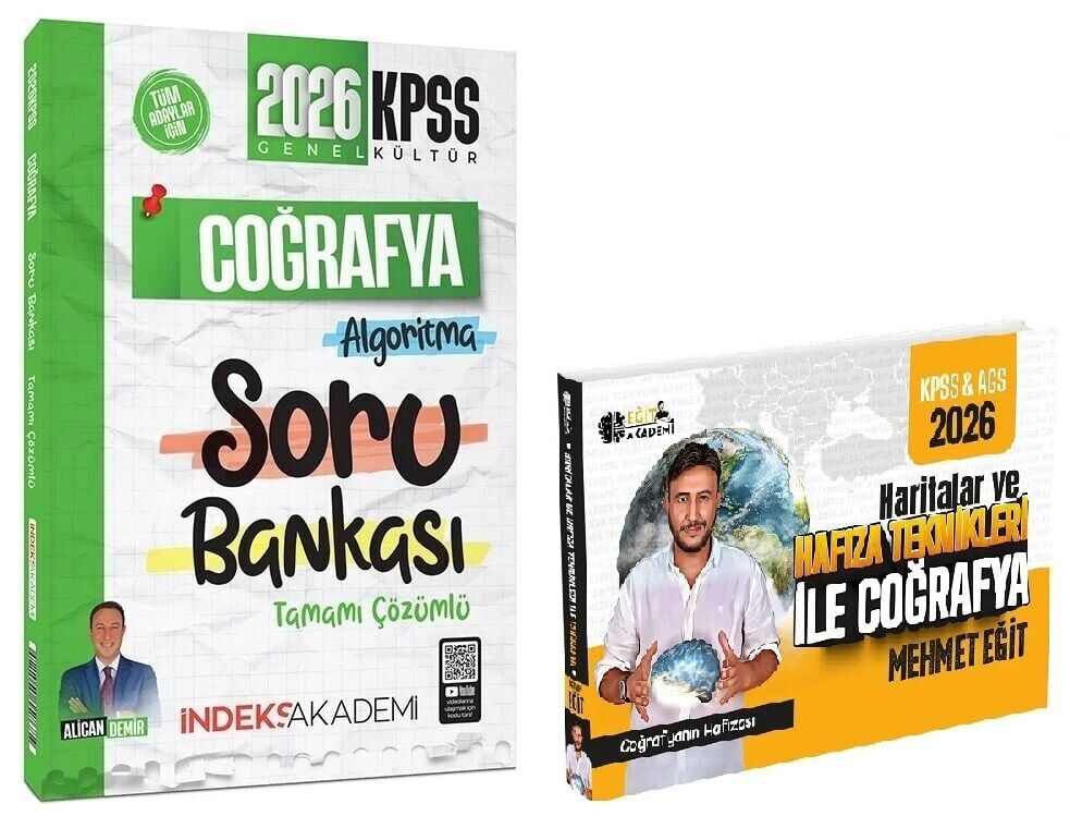 Eğit + İndeks 2026 KPSS Haritalar ve Hafıza Teknikleri ile Coğrafya + Soru Bankası 2 li Set - Mehmet Eğit Eğit + İndeks Akademi Yayınları