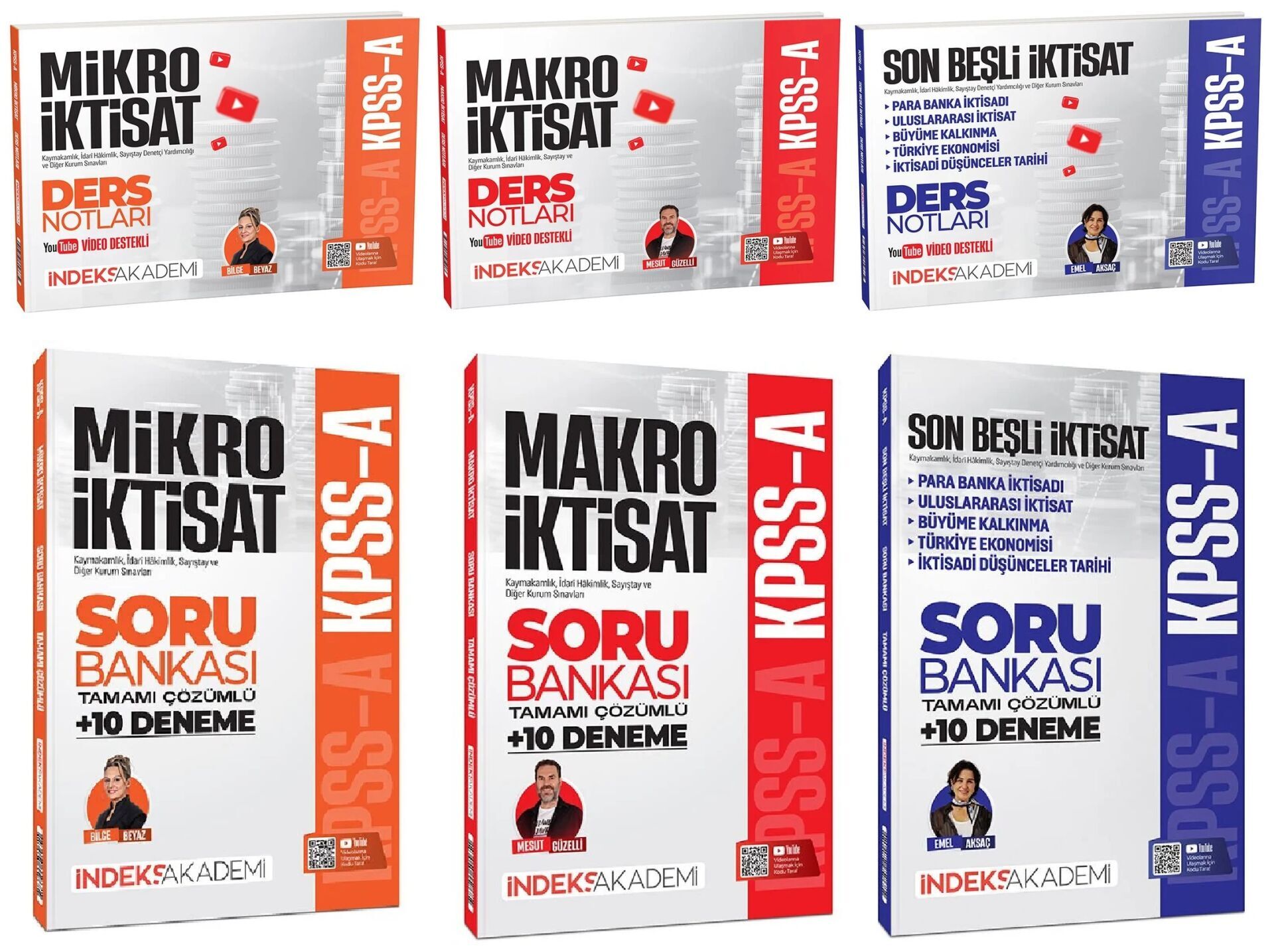 İndeks Akademi 2026 KPSS A Grubu Mikro + Makro + İktisat Son Beşli Video Ders Notları + Soru Bankası 6 lı Set İndeks Akademi Yayıncılık