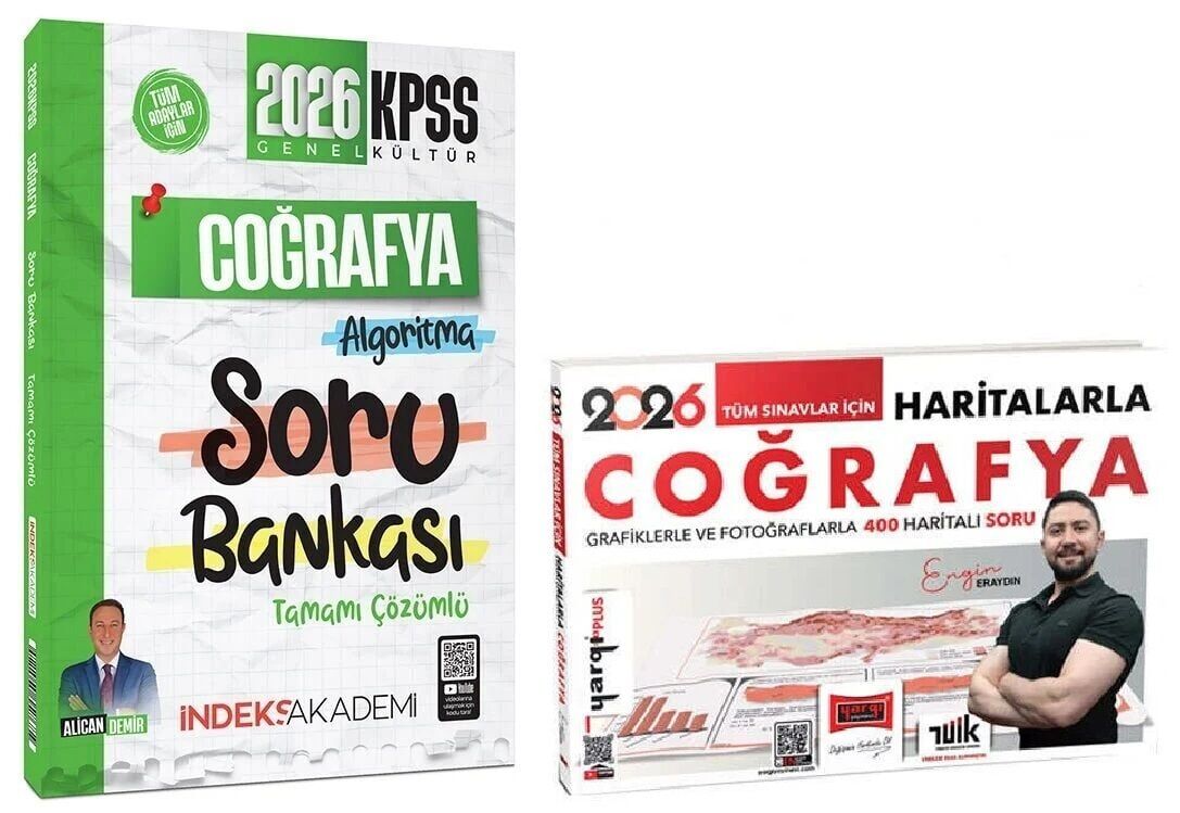 Yargı + İndeks 2026 KPSS Haritalarla Coğrafya + Soru Bankası 2 li Set - Engin Eraydın Yargı + İndeks Akademi Yayınları