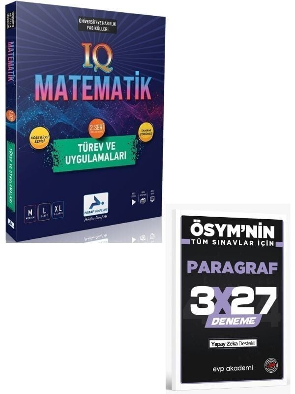 Paraf 2027 IQ Matematik Türev ve Uygulamaları 2. Seri Soru Kütüphanesi+ EVP Akademi Paragraf