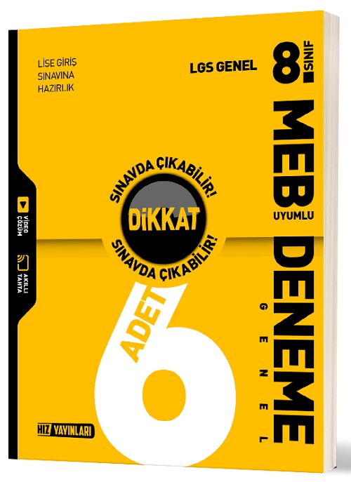 Hız Yayınları 8. Sınıf LGS Tüm Dersler Dikkat Sınavda Çıkabilir 6 Deneme Hız Yayınları