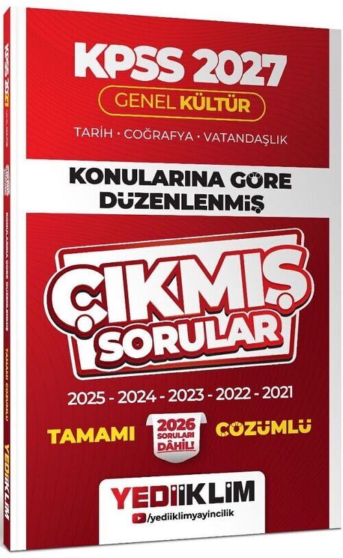 Yediiklim 2027 KPSS Genel Kültür Çıkmış Sorular Konularına Göre Çözümlü