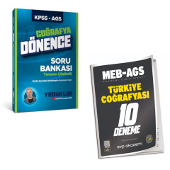 Yediiklim Kpss-Ags Dönence Coğrafya Soru Bankası & MEB-AGS Türkiye Coğrafyası 10 Deneme EVP Akademi Seti