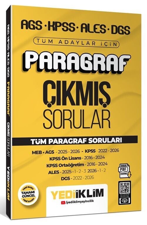 Yediiklim 2027 KPSS MEB-AGS ALES DGS Paragraf Çıkmış Sorular Çözümlü
