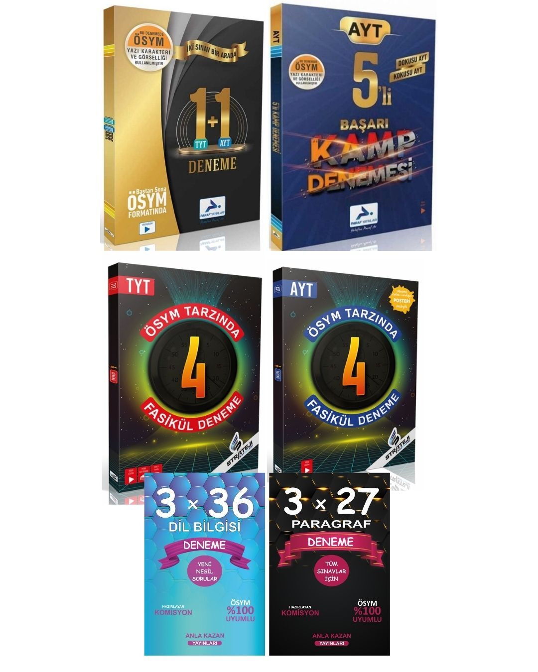 Anla Kazan Deneme Seti + 5 TYT Deneme + 10 AYT Deneme 6 lı Set