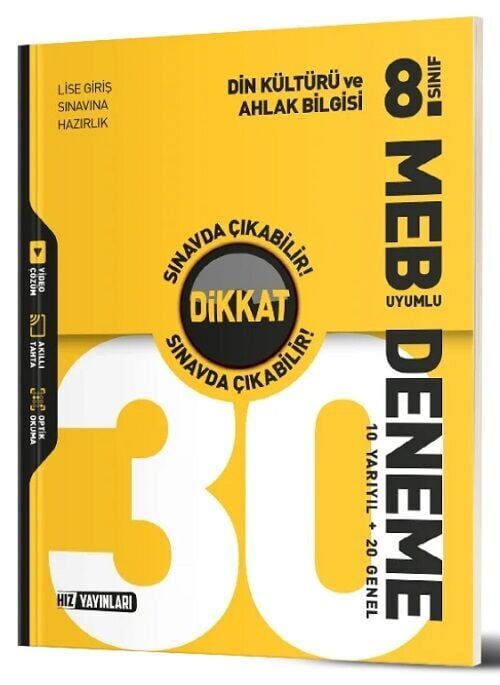 Hız Yayınları 8. Sınıf Din Kültürü ve Ahlak Bilgisi Dikkat Sınavda Çıkabilir 30 Deneme Hız Yayınları