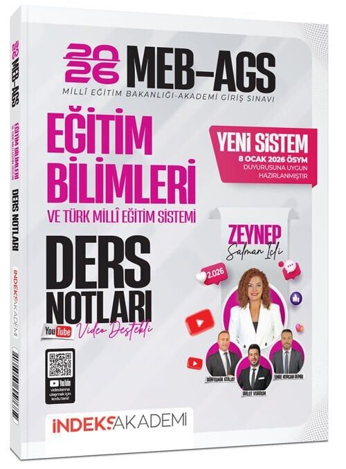 YENİ AGS SİSTEMİ - İndeks Akademi 2026 MEB-AGS Eğitim Bilimleri ve Türk Milli Eğitim Sistemi Video Ders Notları - Zeynep Salman İçli İndeks Akademi Yayıncılık