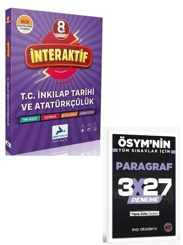 Paraf 2027 8. Sınıf İnteraktif T.C. İnkılap Tarihi ve Atatürkçülük Soru Bankası+ EVP Akademi Paragraf