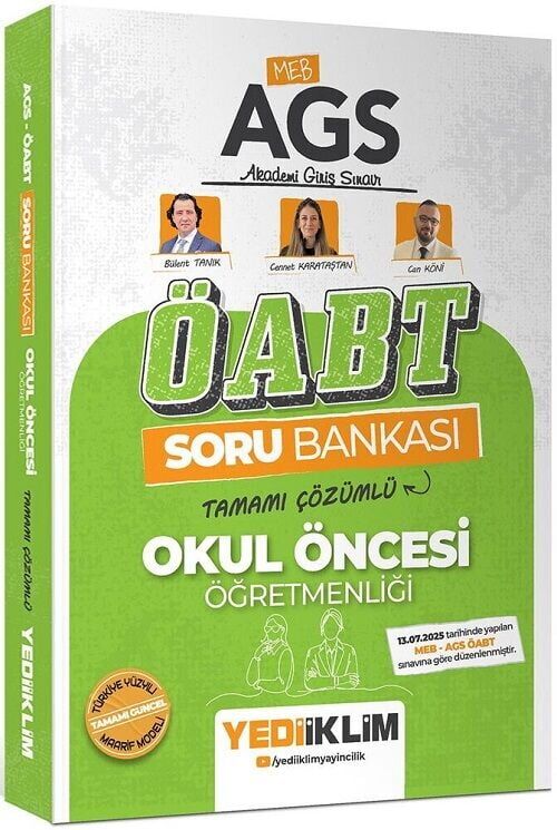 Yediiklim 2026 ÖABT MEB-AGS Okul Öncesi Öğretmenliği Soru Bankası Çözümlü - Bülent Tanık, Can Köni Yediiklim Yayınları