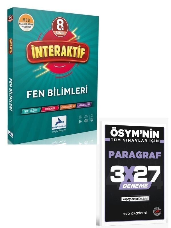 Paraf 2027 8. Sınıf İnteraktif Fen Bilimleri Soru Bankası+ EVP Akademi Paragraf