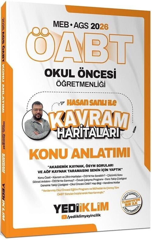 Yediiklim 2026 ÖABT MEB-AGS Okul Öncesi Kavram Haritalarıyla Konu Anlatımı - Hasan Sanlı Yediiklim Yayınları