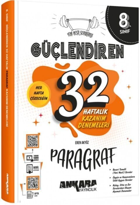 Ankara Yayıncılık 8. Sınıf Paragraf Güçlendiren 32 Haftalık Kazanım Denemeleri