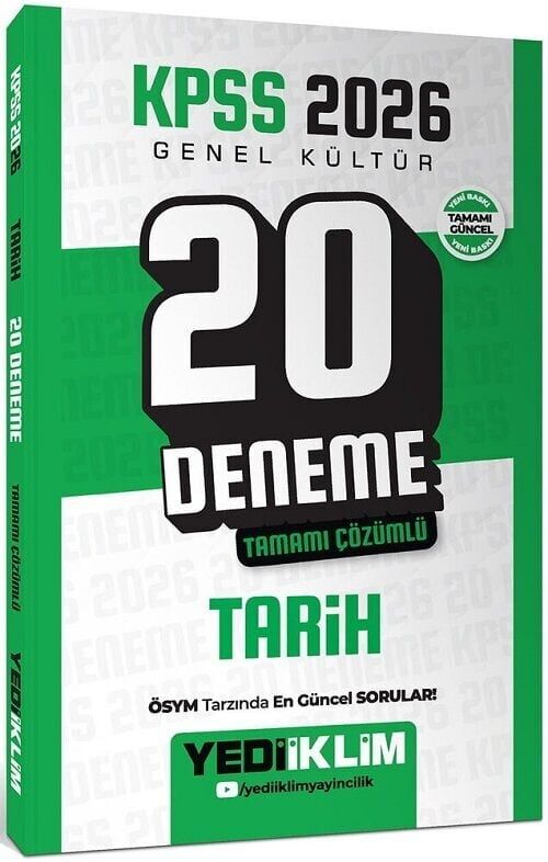 Yediiklim 2026 KPSS Tarih 20 Deneme Çözümlü Yediiklim Yayınları