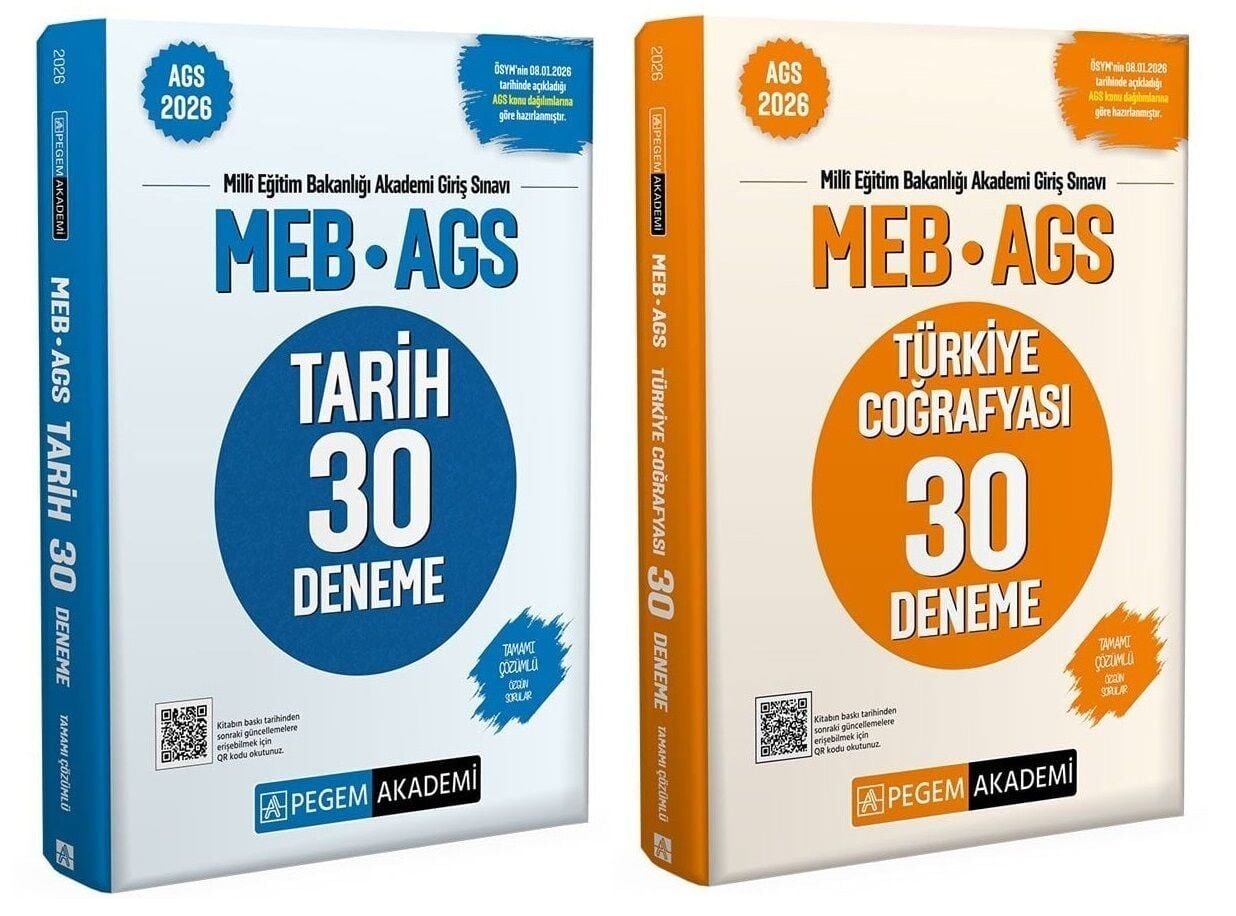 YENİ AGS - Pegem 2026 MEB-AGS Tarih + Türkiye Coğrafyası 60 Deneme 2 li Set Pegem Akademi Yayınları