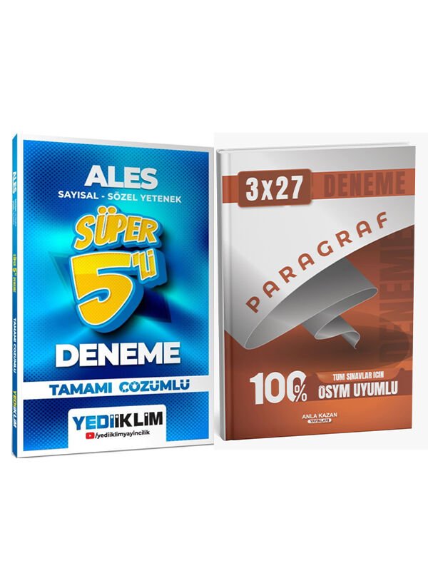 Yediiklim + Anla Kazan 2026 ALES Sayısal Sözel Yetenek Süper 5 li + Paragraf Deneme 2 li Set