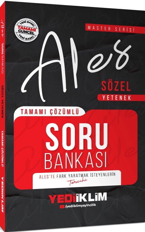 Yediiklim 2026 ALES MASTER Sözel Yetenek Soru Bankası Çözümlü Yediiklim Yayınları