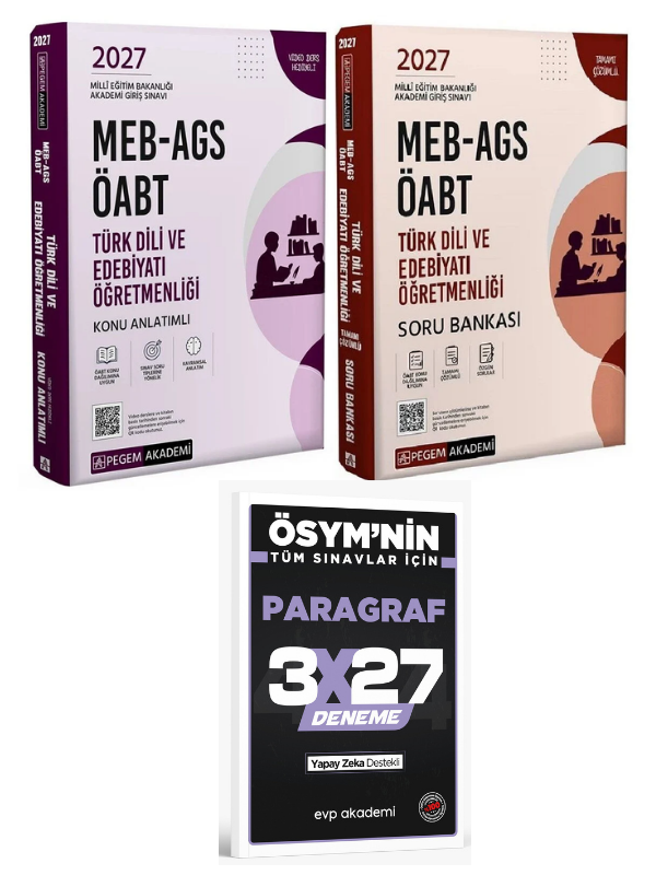 Pegem 2027 ÖABT MEB-AGS Türk Dili ve Edebiyatı Öğretmenliği Konu Anlatımlı + Soru Bankası 2 li Set+ EVP Akademi Paragraf