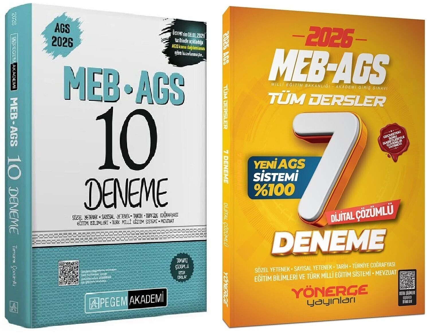 YENİ AGS - Pegem + Yönerge 2026 MEB-AGS Tüm Dersler 10 + 7 Deneme 2 li Set Pegem Akademi + Yönerge Yayınları