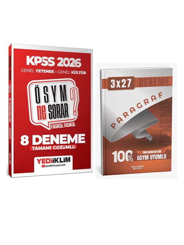 Yediiklim + Anla Kazan 2026 KPSS ÖSYM NE SORAR GYGK 8 Fasikül + Paragraf Deneme 2 li Set