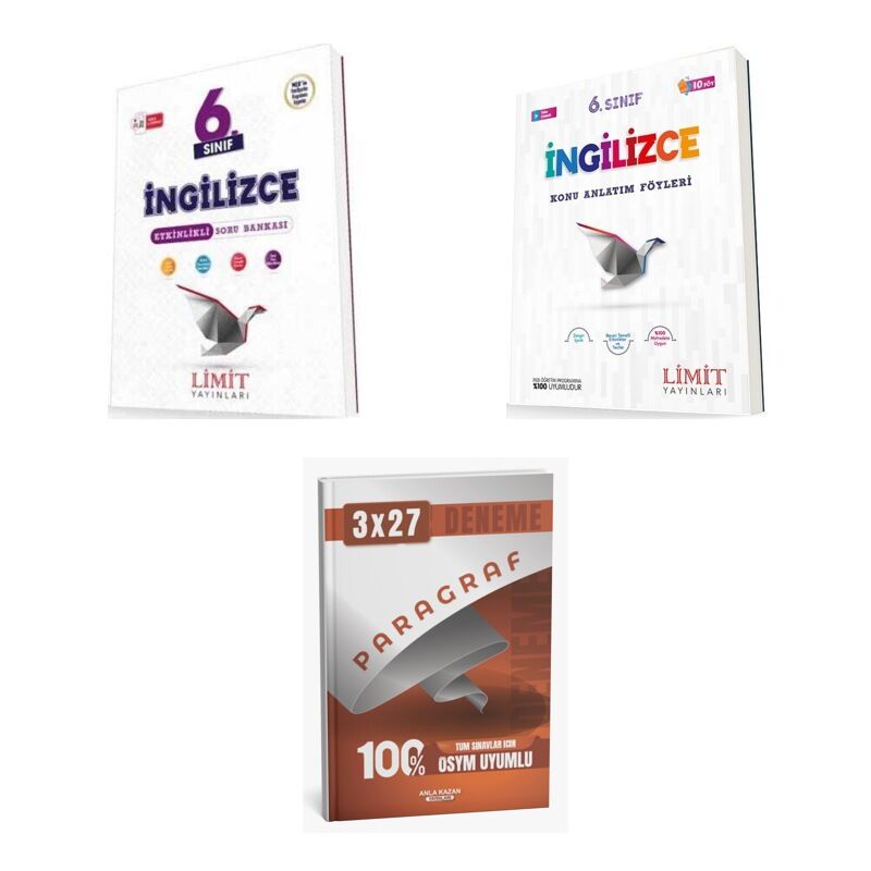 2027 Limit 6. Sınıf İngilizce Etkinlikli Soru + Föyleri Konu + anla kazan paragraf deneme 3'lü Set