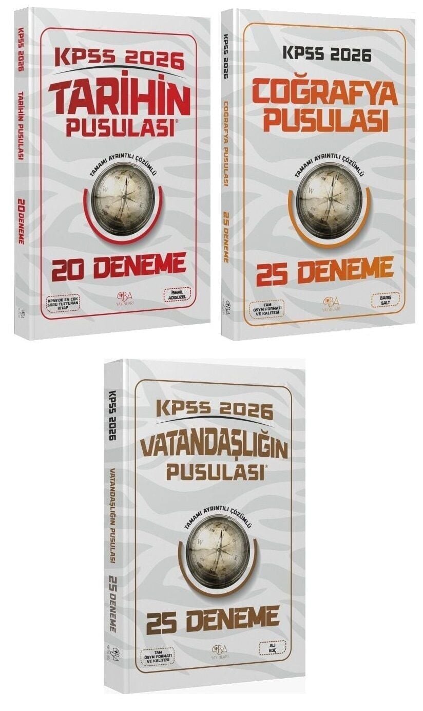 CBA Yayınları 2026 KPSS Tarih + Coğrafya + Vatandaşlık Pusulası 70 Deneme 3 lü Set CBA Yayınları