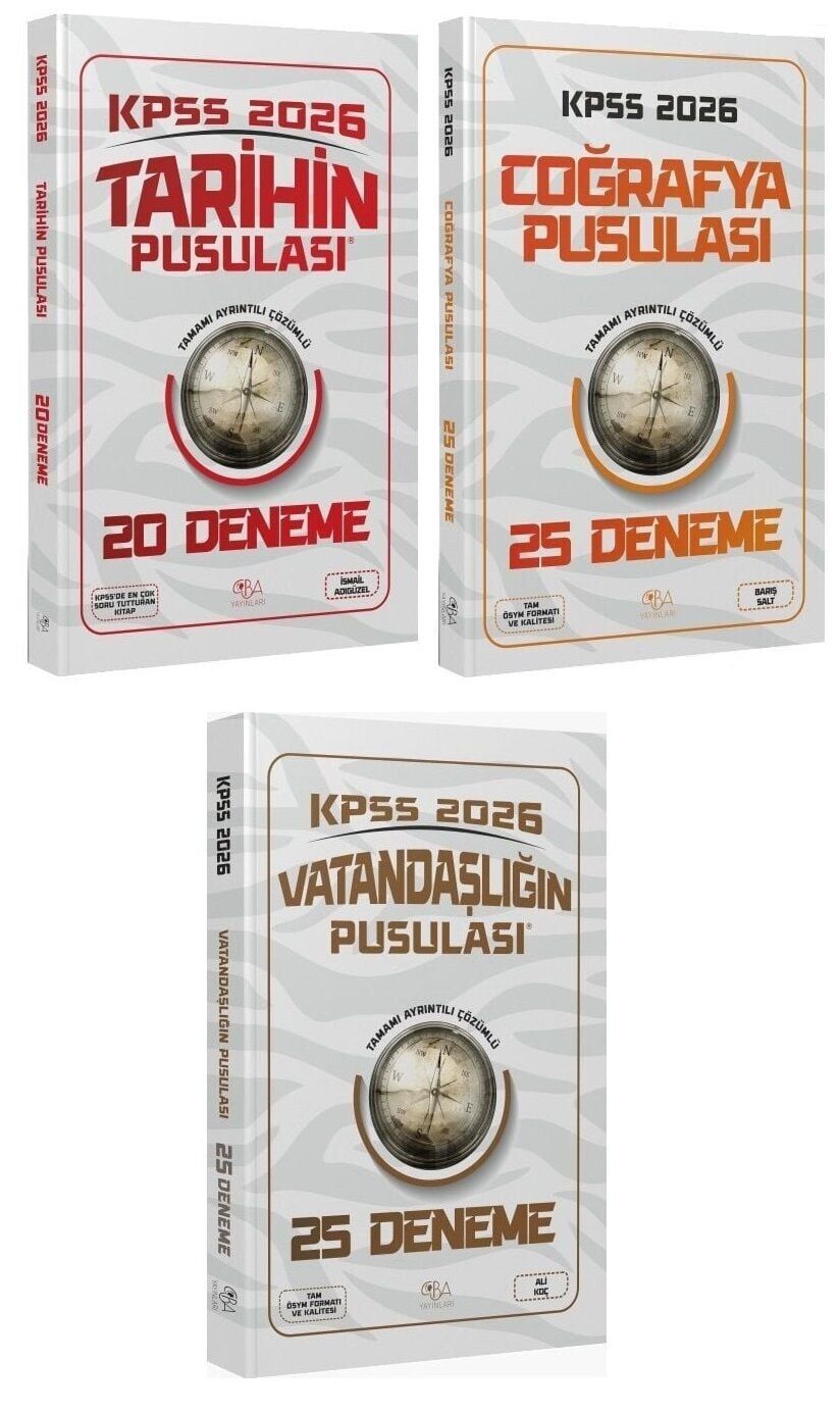 CBA Yayınları 2026 KPSS Tarih + Coğrafya + Vatandaşlık Pusulası 70 Deneme 3 lü Set CBA Yayınları