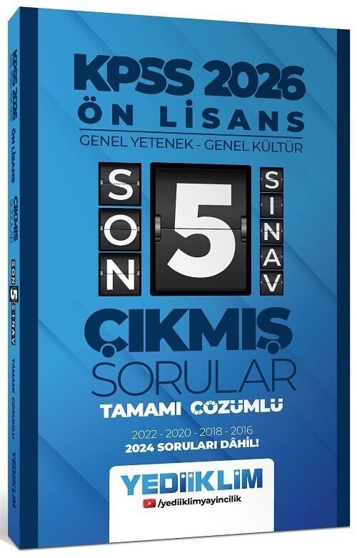 Yediiklim 2026 KPSS Ön Lisans Çıkmış Sorular Son 5 Sınav Çözümlü Yediiklim Yayınları