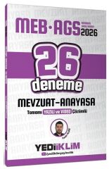 Yediiklim 2026 MEB-AGS Mevzuat Anayasa 26 Deneme Çözümlü - Yasin Yıldız Yediiklim Yayınları