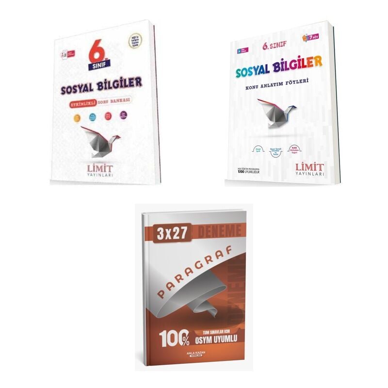 2027 Limit 6. Sınıf Bilgiler Sosyal Etkinlikli Soru + Föyleri Konu + anla kazan paragraf deneme 3'lü Set