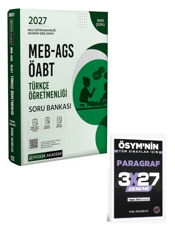 Pegem 2027 ÖABT MEB-AGS Türkçe Öğretmenliği Soru Bankası Çözümlü+ EVP Akademi Paragraf