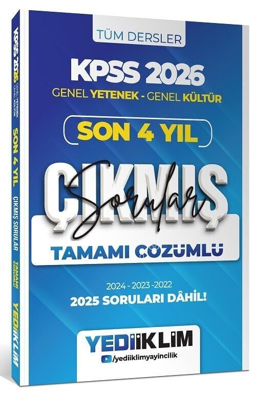 Yediiklim 2026 KPSS Genel Yetenek Genel Kültür Çıkmış Sorular Son 4 Yıl Çözümlü