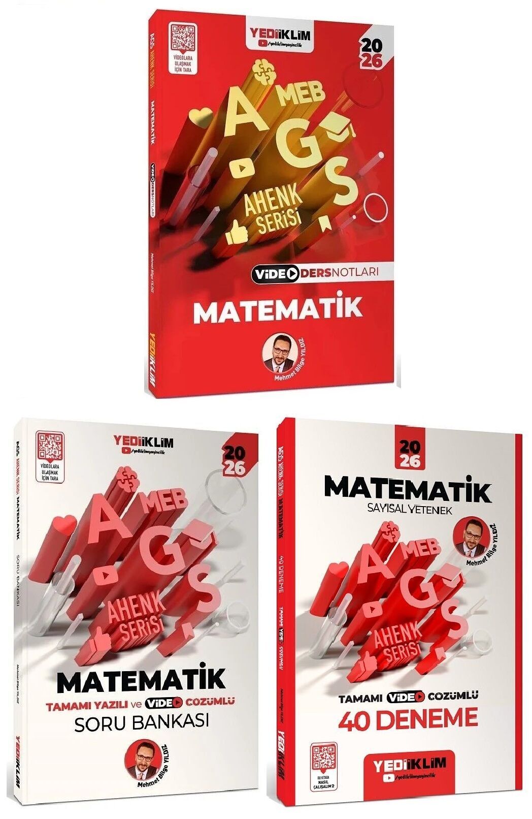 Yediiklim 2026 MEB-AGS Sayısal Yetenek-Matematik Video Ders Notları + Soru Bankası + 40 Deneme 3 lü Set Ahenk Serisi - Mehmet Bilge Yıldız Yediiklim Yayınları