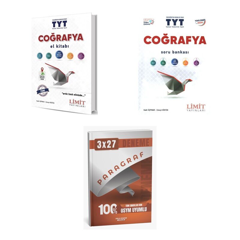2027 Limit TYT Coğrafya El Kitabı + Soru + anla kazan paragraf deneme 3'lü Set