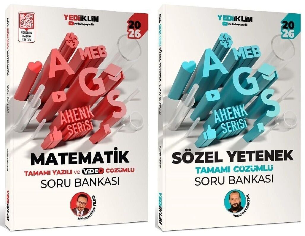 Yediiklim 2026 MEB-AGS Matematik-Sayısal + Sözel Yetenek Soru Bankası 2 li Set Ahenk Serisi - Mehmet Bilge Yıldız Yediiklim Yayınları