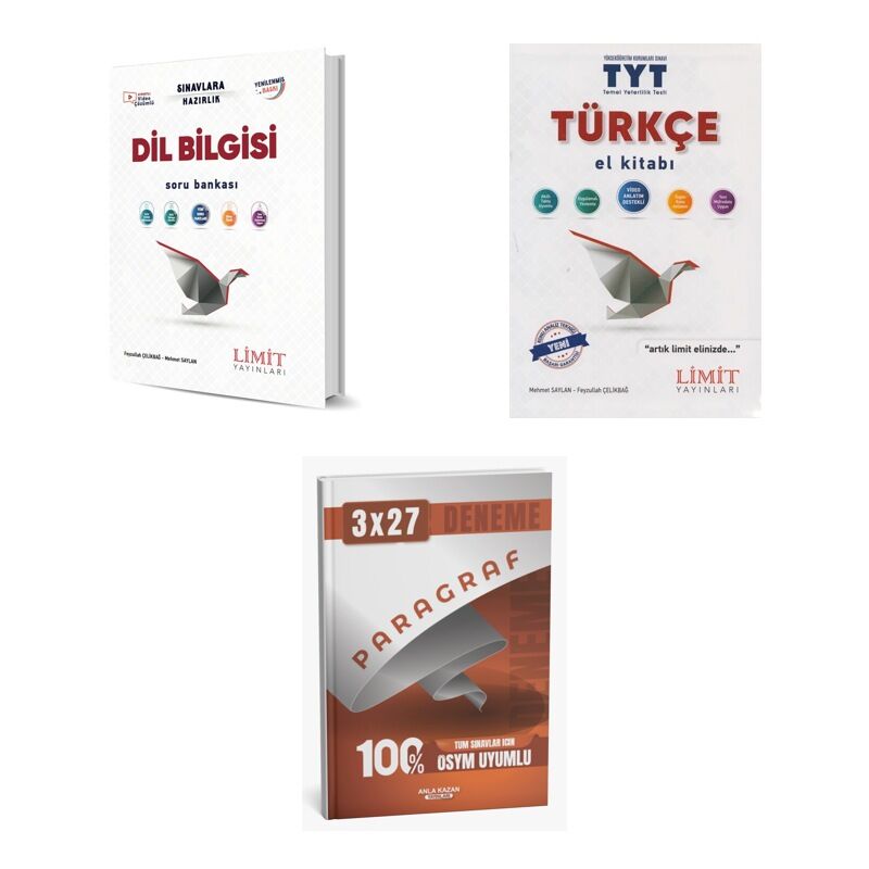 2027 Limit TYT Türkçe Dil Bilgisi Soru + El Kitabı + anla kazan paragraf deneme 3'lü Set