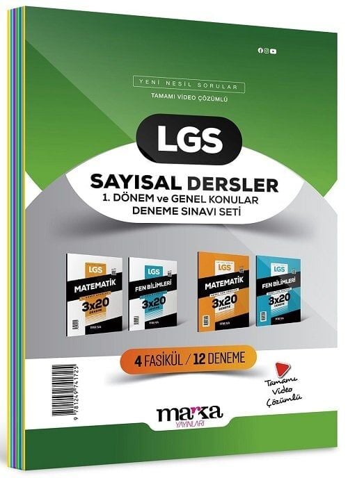 Marka 2025 8. Sınıf LGS Sayısal 1. Dönem Genel Konular 4 Fasikül 12 Deneme Set Marka Yayınları