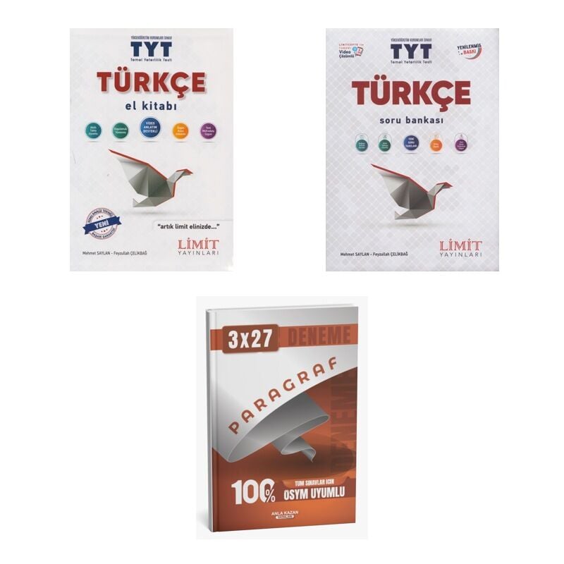 2027 Limit TYT Türkçe El Kitabı + Soru + anla kazan paragraf deneme 3'lü Set