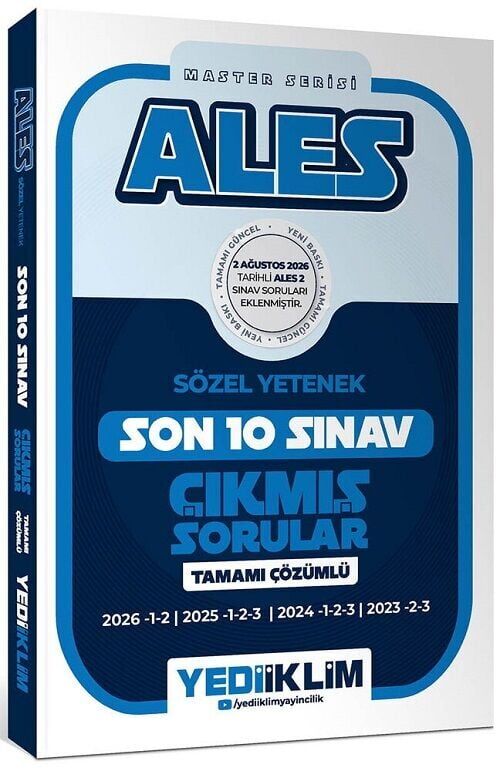 Yediiklim 2027 ALES Master Sözel Yetenek Çıkmış Sorular Son 10 Sınav Çözümlü