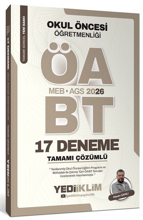 Yediiklim 2026 ÖABT MEB-AGS Okul Öncesi Öğretmenliği 17 Deneme Çözümlü - Hasan Sanlı Yediiklim Yayınları