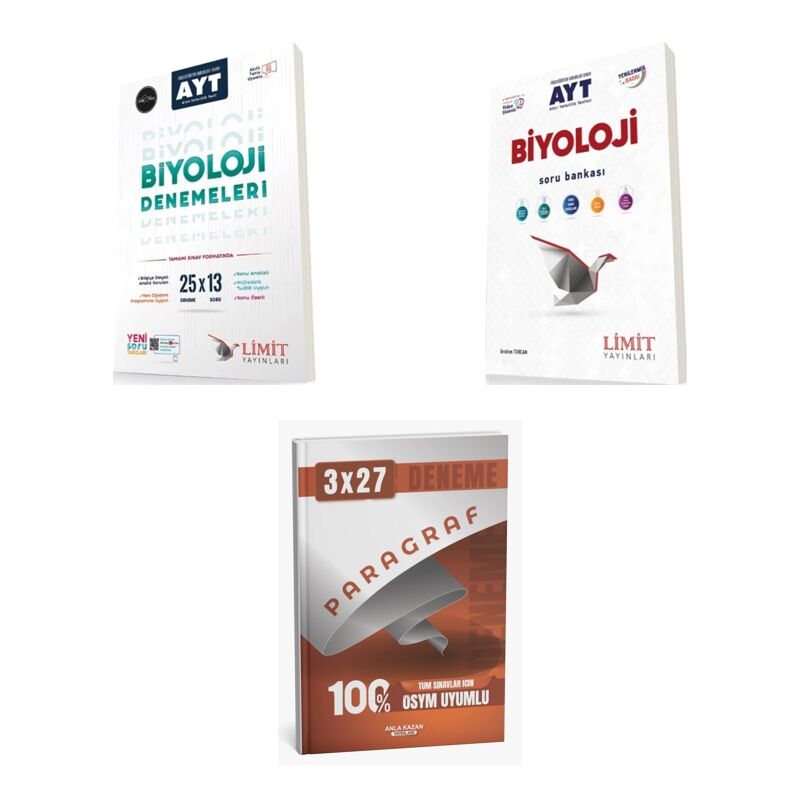 2027 Limit AYT Biyoloji 25 li Deneme Deneme + Soru + anla kazan paragraf deneme 3'lü Set