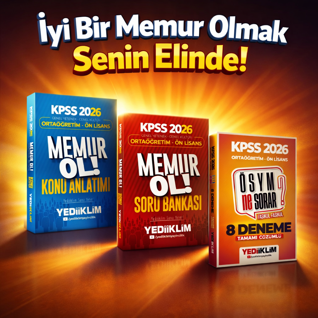 Yediiklim 2026 KPSS Ortaöğretim Ön Lisans Memur Ol Konu Anlatımı + Soru Bankası & Ortaöğretim Ön Lisans Fasikül 8 Deneme Seti