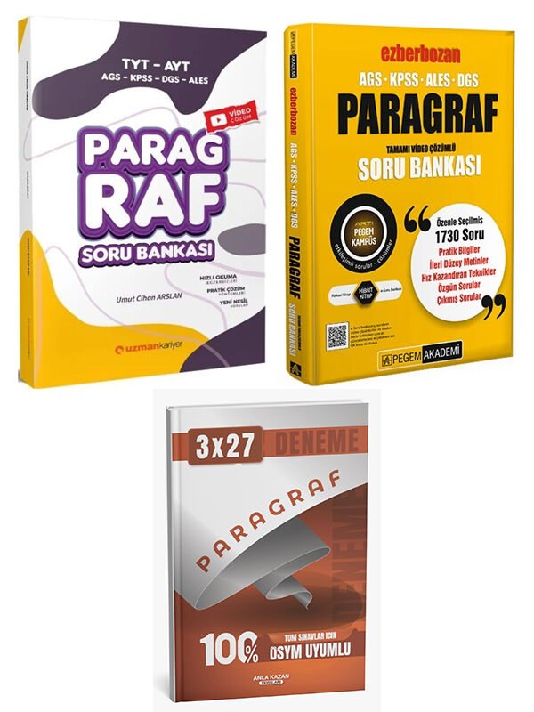 Pegem + Uzman Kariyer 2026 Tüm sınavlar İçin Paragraf Soru Bankası Anla Kazan Paragraf Deneme 3 lü