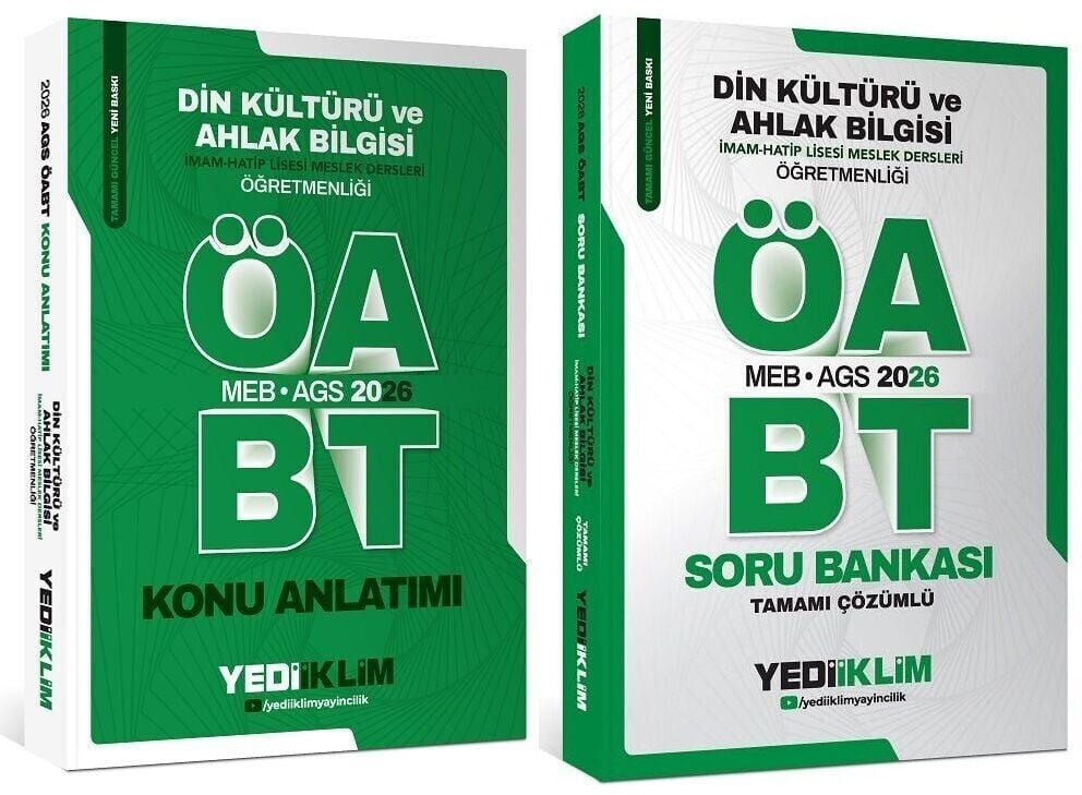Yediiklim 2026 ÖABT MEB-AGS Din Kültürü ve Ahlak Bilgisi Öğretmenliği Konu Anlatımı + Soru Bankası 2 li Set Yediiklim Yayınları