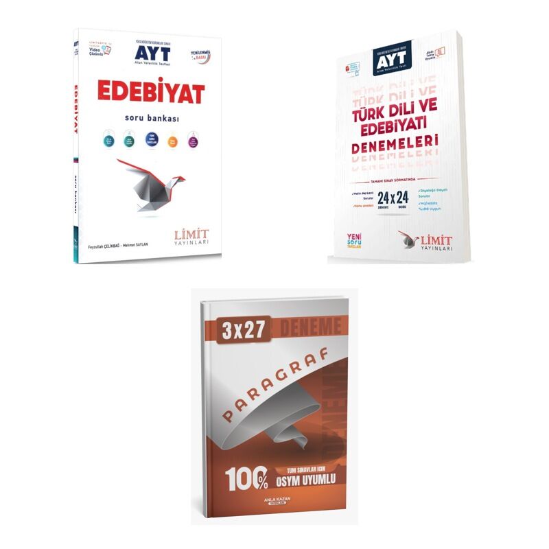 2027 Limit AYT Edebiyat Video Çözümlü Soru + Türk Dili ve Edebiyatı 24X24 Deneme + Ankapade 3'lü Set
