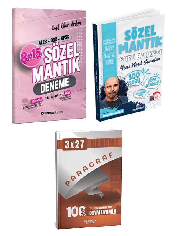 Uzman Kariyer + Anla Kazan 2026 KPSS MEB-AGS ALES DGS Sözel Mantık Soru + Deneme + Paragraf Deneme