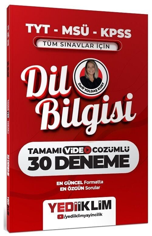 Yediiklim 2027 TYT MSÜ KPSS Dil Bilgisi 30 Deneme Çözümlü - Zarif Yoldaş Kurt