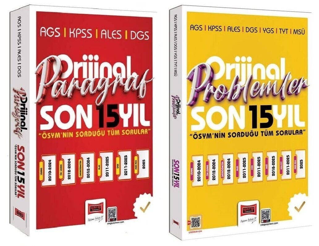 Yargı 2026 KPSS MEB-AGS ALES DGS Paragraf + Problemler Orijinal Çıkmış Sorular Son 15 Yıl 2 li Set Yargı Yayınları