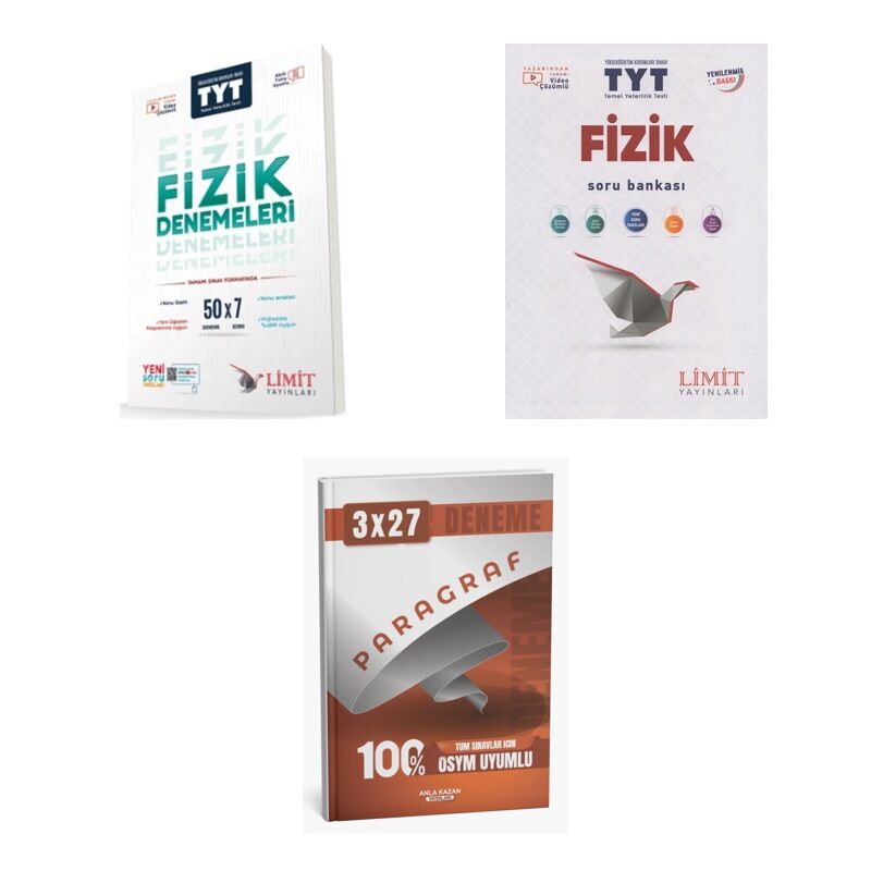 2027 Limit TYT Fizik 50 li Deneme + Soru + anla kazan paragraf deneme 3'lü Set