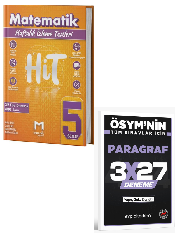 Mozaik 2027 5. Sınıf Matematik HİT 32 Deneme+ EVP Akademi Paragraf